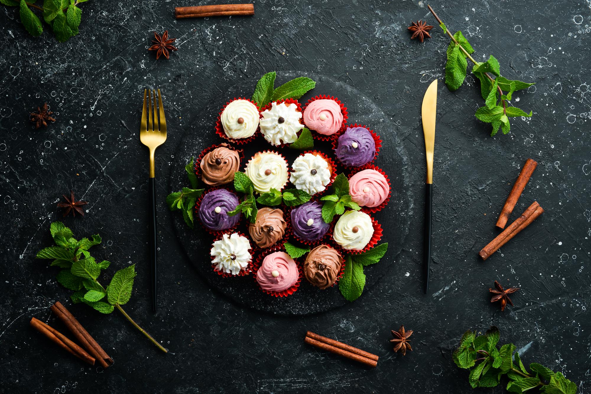 Assorted plated small portions on slate
